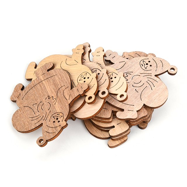 DIY Crafts, Wooden Unpainted Mini Ornament, 12Pcs Cute Small For Party Christmas