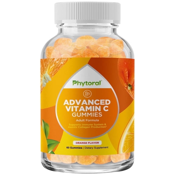 Natural Vitamin C Gummies for Adults - High Potency Vitamin C Immune Support Gummies - Ascorbic Acid Chewable Vitamin C Gummies Immune Booster for Adults with Potent Brain Vitamins Supplements