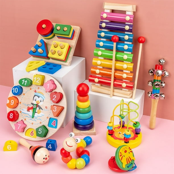 Rompecabezas de madera 3D Montessori para bebes juegos educativos para ninos de 1 2 y 3 anos Fivean unisex Walmart en linea