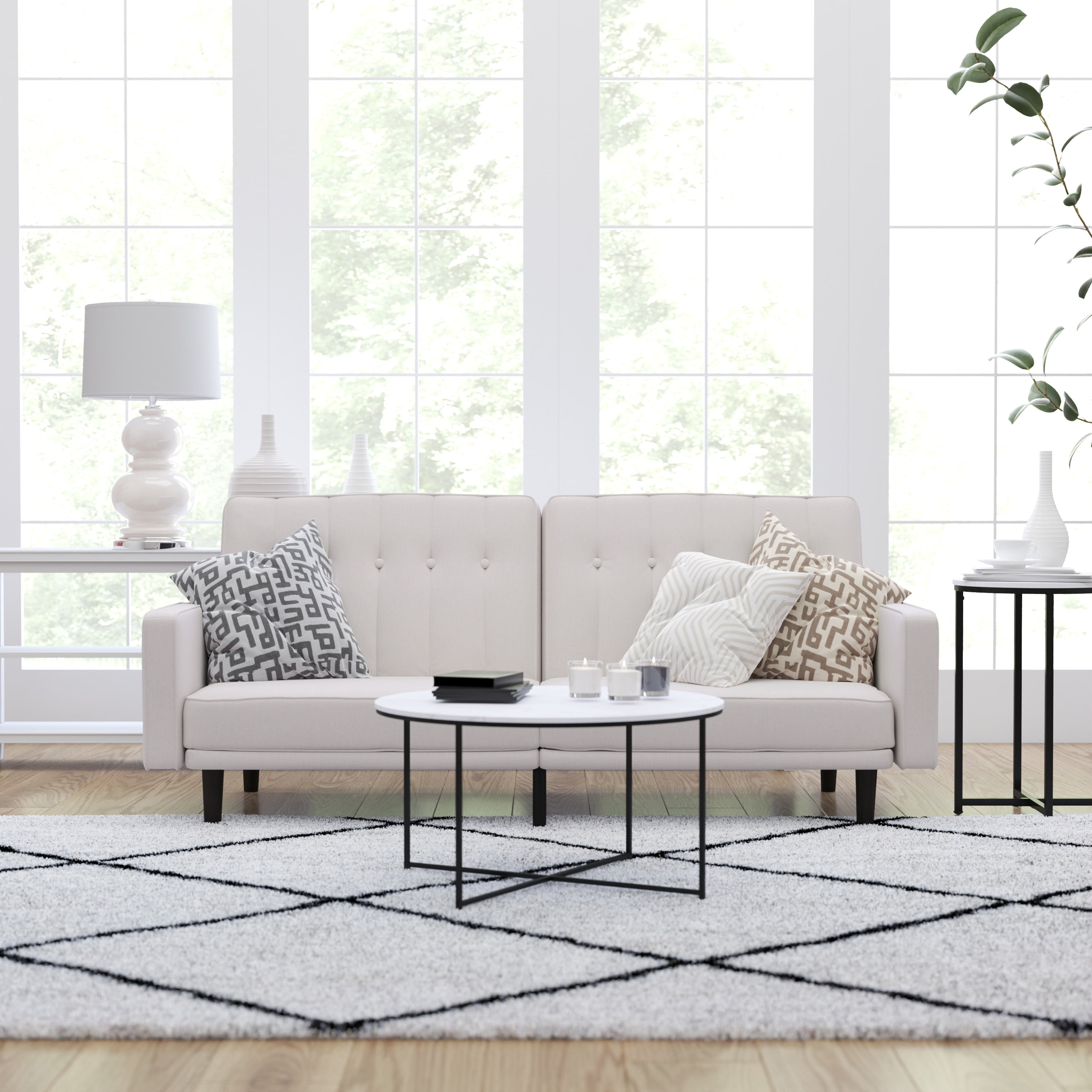 Merrick Lane Mid Century Modern SplitBack Sofa Futon with 3 Recline