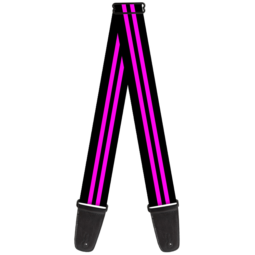 Buckle-Down Guitar Strap, Stripe Black Pink, 2 Inches Wide