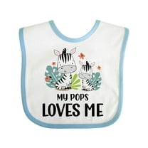 Inktastic Zebra My Pops Loves Me Boys or Girls Baby Bib