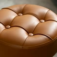 thumbnail image 3 of Adjustable Brown Vanity Stool, Swivel Vanity Chair for Makeup Room, Small Stool Chair for Vanity Bathroom Living Room, Round Ottoman Makeup Chair, PU Leather, 3 of 16