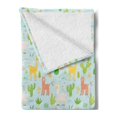 thumbnail image 2 of Llama Soft Flannel Fleece Throw Blanket, Camels Animals Doodle with Cactus and Tribal Geometric Kids Children Cartoon, Cozy Plush for Indoor and Outdoor Use, 50" x 60", Multicolor, by Ambesonne, 2 of 5