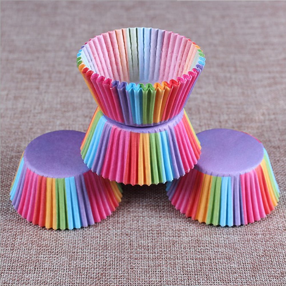100PCS/200PCS/300PCS Baking Paper Cups RainbowColour Cake Cup for