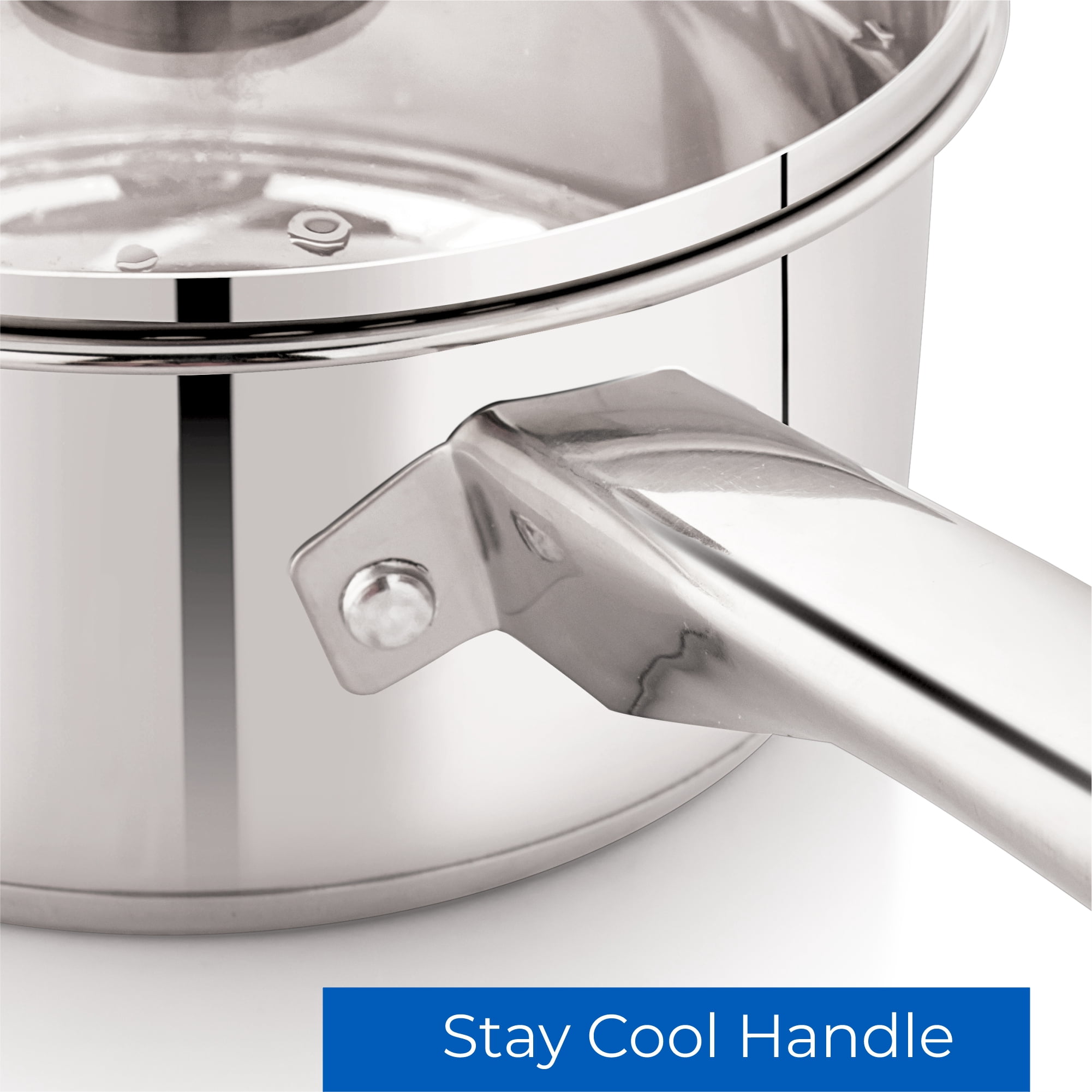 Mainstays 3QT Stainless Steel Saucepan with Straining Lid