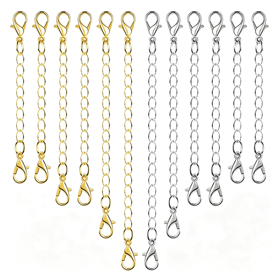 BZCOE 12Pcs Chain Extender Jewelry Necklace Lobster Clasps and Closures for Necklace Bracelet Jewelry Making Supplies Necklace Extenders for Women