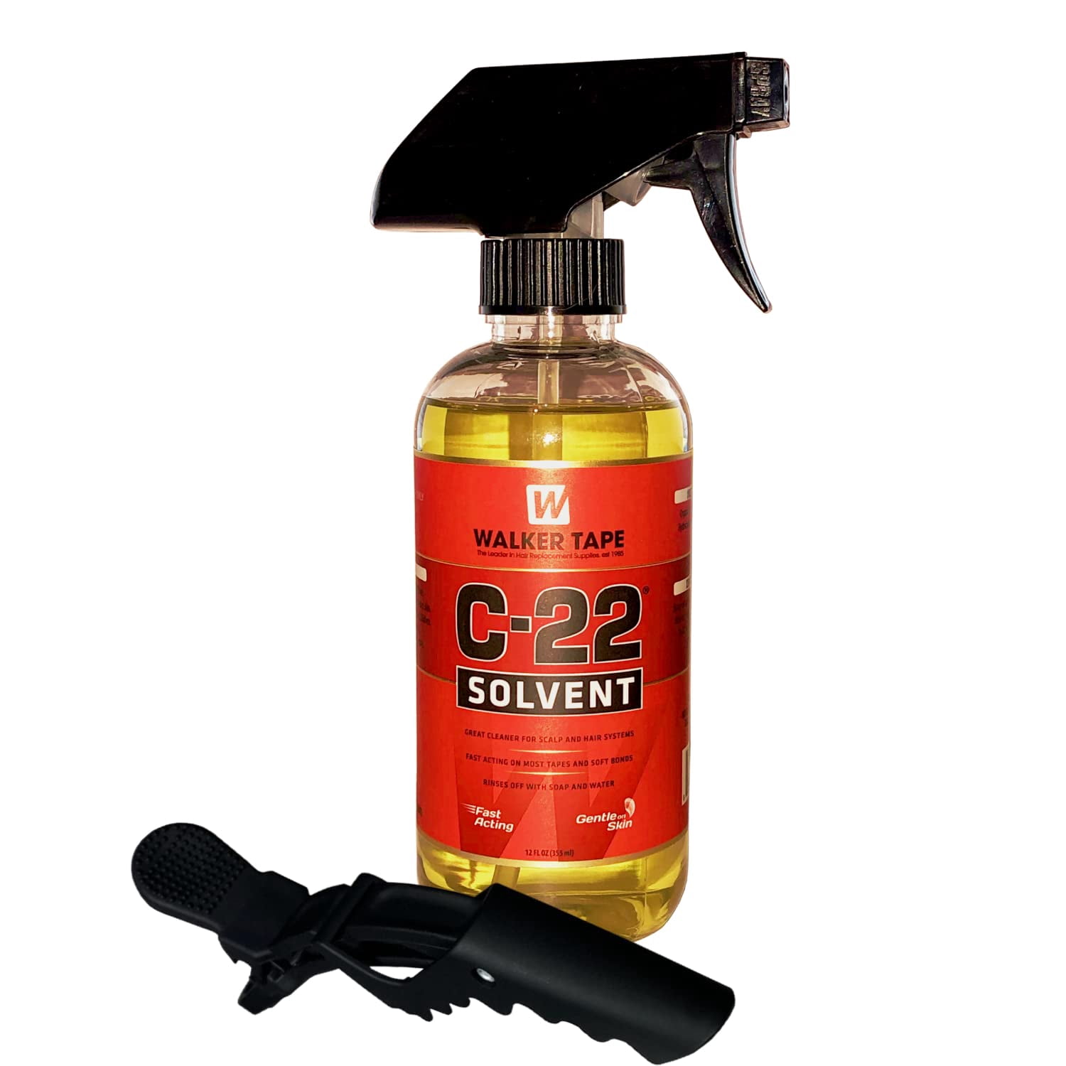 C22 Solvent Wig Glue Remover 12oz w/ Hair Sectioning Clip Bundle Pack