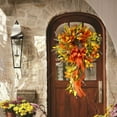 Artificial Fall Harvest Wreath with Maple Leave Swag,23 inch Autumn