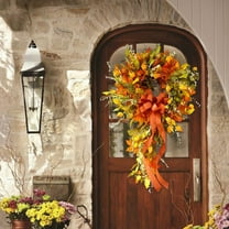 Thanksgiving Autumn Fall Wreaths Maple Leaves for Front Door Christmas Artificial Garlands Yard Hanging Wreath Harvest Festival Gift