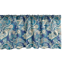 Ambesonne Paisley Window Valance, Inspired Persian, 54" X 12", Teal Navy and Tan