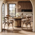 thumbnail image 4 of Fnova 39.37" Round Dining Table for 4 Person, Farmhouse Kitchen Table with Fence Pedestal Base for Kitchen, Dining Room, Living Room, Rustic Brown (Chairs Not Included), 4 of 9