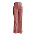 thumbnail image 5 of Prolriy Dress Pants Women, Women's Solid Color Fashionable Casual Pocket Cotton Linen Waist Wide Leg Pants Women's Pants Business Casual Pants for Women Pink L, 5 of 7