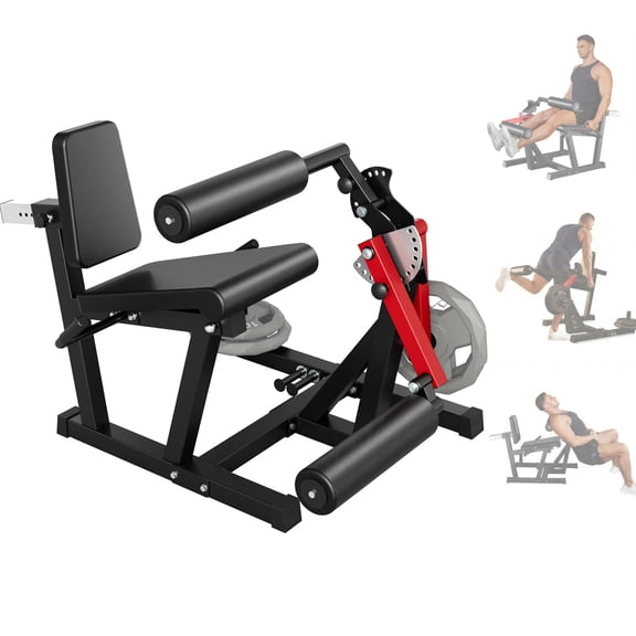 JoanKaren 4-in-1 Leg Extension and Curl Machine,700lbs Adjustable Leg Curl with Plate Loaded,Leg Extender Press Workout Equipment for Home Gym,Black&Red