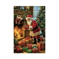 Virelaxpo Santa Claus Vintage Metal Wall Decor, Christmas Hanging Art for Home, Rustic Festive Sign for Indoor Use