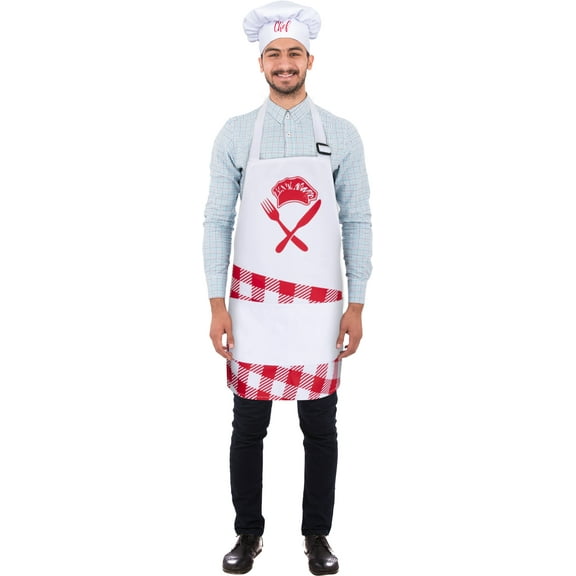 Dress Up America Apron Set for Adults - Chef Hat and Apron Set for Cooking and Baking - Chef Costume Set