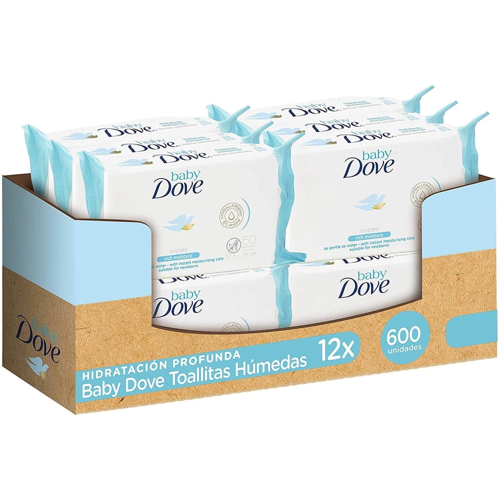 Dove Baby Wipes, Rich Moisture, Hypoallergenic 0 Alcohol, 50 Wipes
