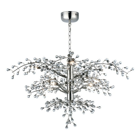 

Chandeliers 8 Light Bulb Fixture With Polished Nickel Finish Steel and Glass Material G4 Bulbs 37 inch 9.6 Watts