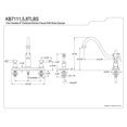 thumbnail image 2 of Kingston Brass KB7115TLBS Double Handle 8 in. Kitchen Faucet with Brass Sprayer, 2 of 2