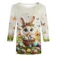 thumbnail image 4 of Idoravan Loose Fit Tops for Women 3/4 Length Sleeve Tops Women's New Easter Round Neck Pullover 3/4 Sleeve Casual Printed Top, 4 of 5