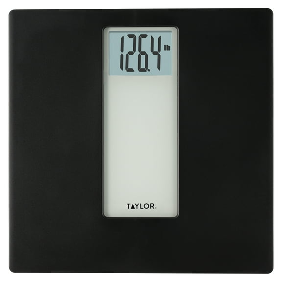 Taylor 12.0" x 12.0" Digital Body Weight Scale Battery Powered, FSA HSA Eligible, 400 lb Capacity, Black/Grey