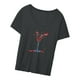 thumbnail image 4 of Camisetas de cuello redondo para mujer, camisetas de verano de moda, transpirables, holgadas, camisetas de manga corta para deportes, compras, desplaz Gris oscuro, 4 of 8