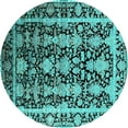 thumbnail image 1 of Ahgly Company Machine Washable Indoor Round Oriental Turquoise Blue Industrial Area Rugs, 3' Round, 1 of 4