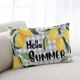 thumbnail image 2 of Hello Summer Throw Pillow Cover 16 x 24 Inch Decorative Pillow Cover Lemon Green Botanical Watercolor Plaid Lumbar Pillowcase Seasonal Rectangle Cushion Case for Couch Sofa Bed Living Room, 2 of 7