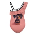thumbnail image 5 of Uorisanigo Cute Dachshund Girls Swimsuit One Piece Ruffle Bathing Suit One Shoulder Polyester and Spandex Beach Swimwear, Size 3-4, 5 of 7