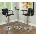 thumbnail image 3 of Viola 3-Piece Metal and Glass Pub Table Set, Black Faux Leather, 3 of 5