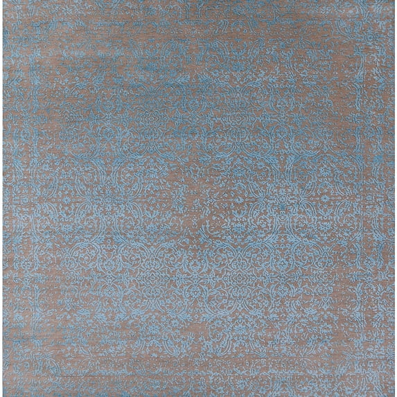 Ahgly Company Indoor Square Mid-Century Modern Rose Purple Oriental Area Rugs, 5' Square