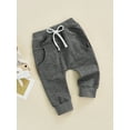thumbnail image 3 of Bagilaanoe Newborn Boys Girls Trousers Elastic Waist Adjustable Drawstring Plain Leisure Loose Fit Long Pants, 3 of 6