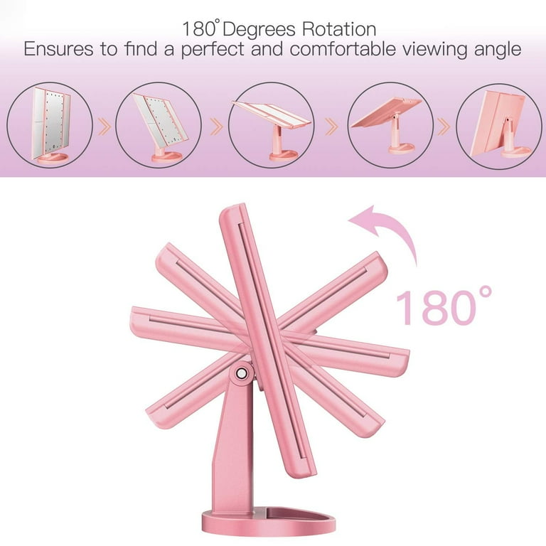 BESTOPE Trifold Makeup Mirror with 21 LED Lights, 1X/2X/3X