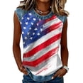 thumbnail image 2 of Tank Tops for Women Patriotic Print Round Neck Sleeveless Shirts Casual Loose Fit Trendy Star Stripe Camisole Blouse White S, 2 of 6