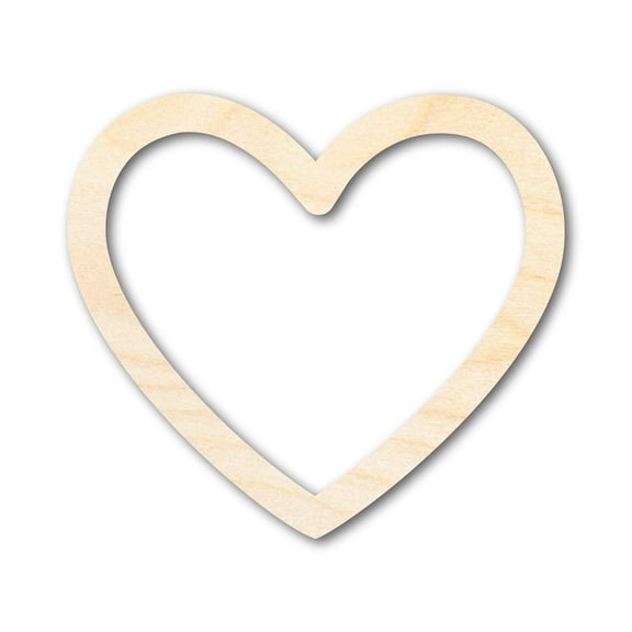 Unfinished Wood Heart Border Silhouette 4" / 1/2"