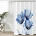 thumbnail image 2 of Extra Long Shower Curtain 72x84 Inch, Light Blue Tulip Shower Curtain Waterproof Bathroom Decor Elegant Modern Rustic Botanical Floral Fabric Bath Curtain Set Accessories with Hooks, 2 of 6