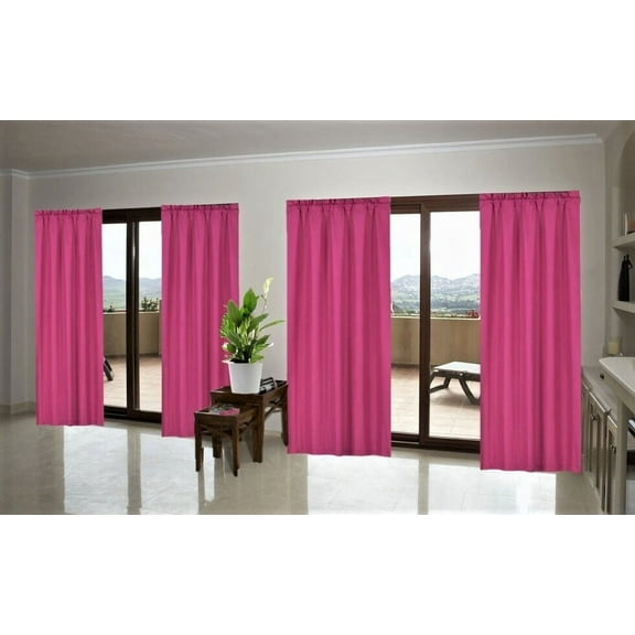 1-Piece 100% Blackout Rod Pocket Solid Window Curtain Panel With Lined Backing 35" X 63" R64 Hot Pink