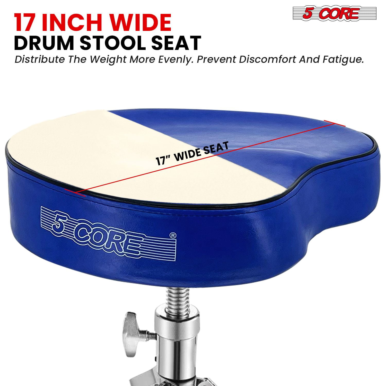 5Core Drum Throne Padded Guitar Stool Saddle Drummer Seat for Adults & Kids