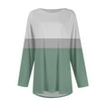 thumbnail image 4 of JULMCOMO 2024 Plus Size Shirts for Women Clearance Long Sleeve Crew Neck Shirts Western Stripe Print Tunics Loose Oversized Tunic Blouse Mint Green 5XL, 4 of 5