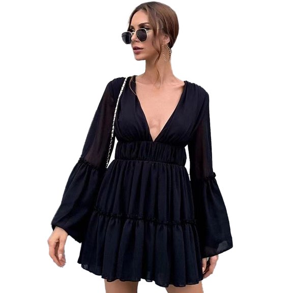 Women's dress, Polyester, Black, XS