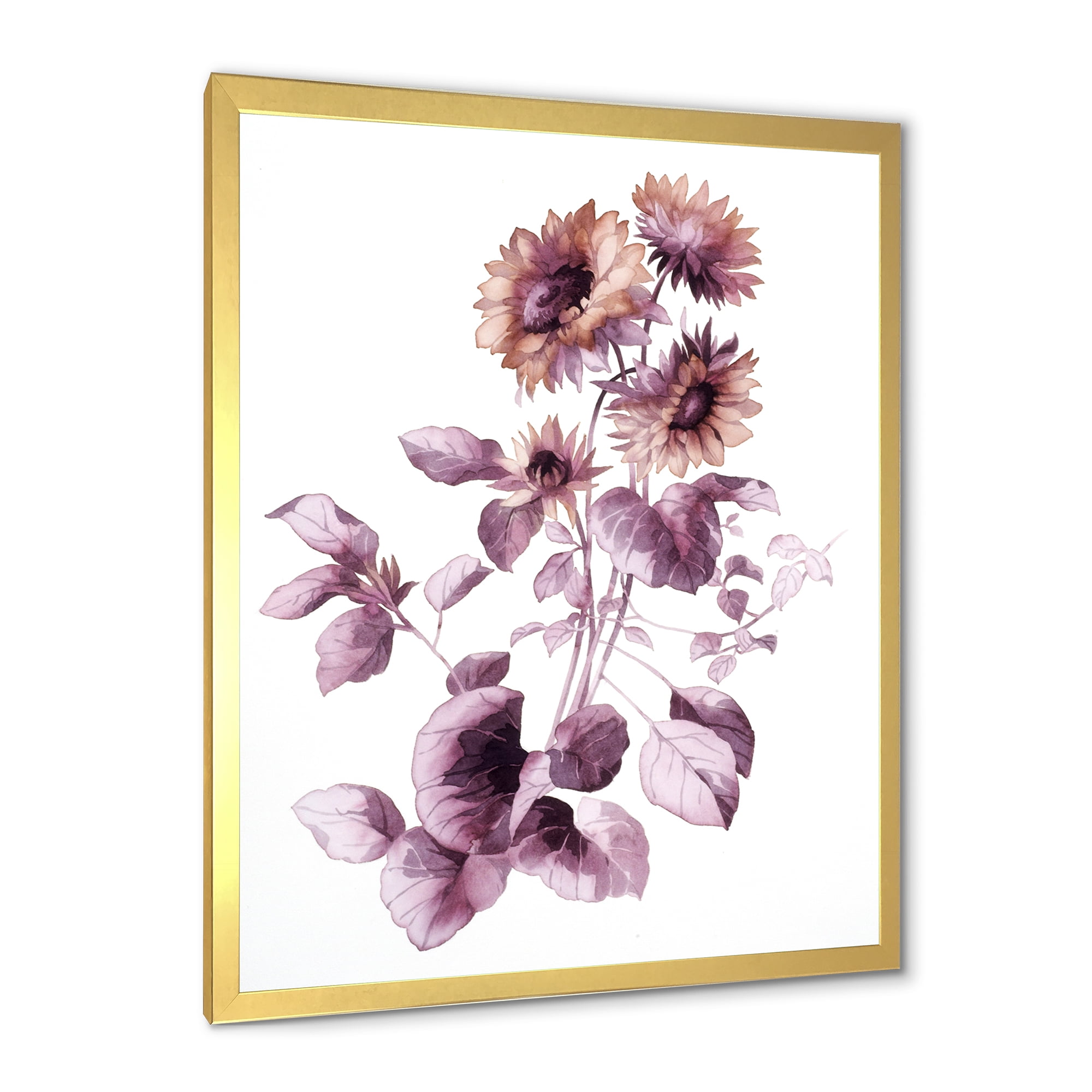 Designart 'Purple Wildflowers On White III' Traditional Framed Art Print