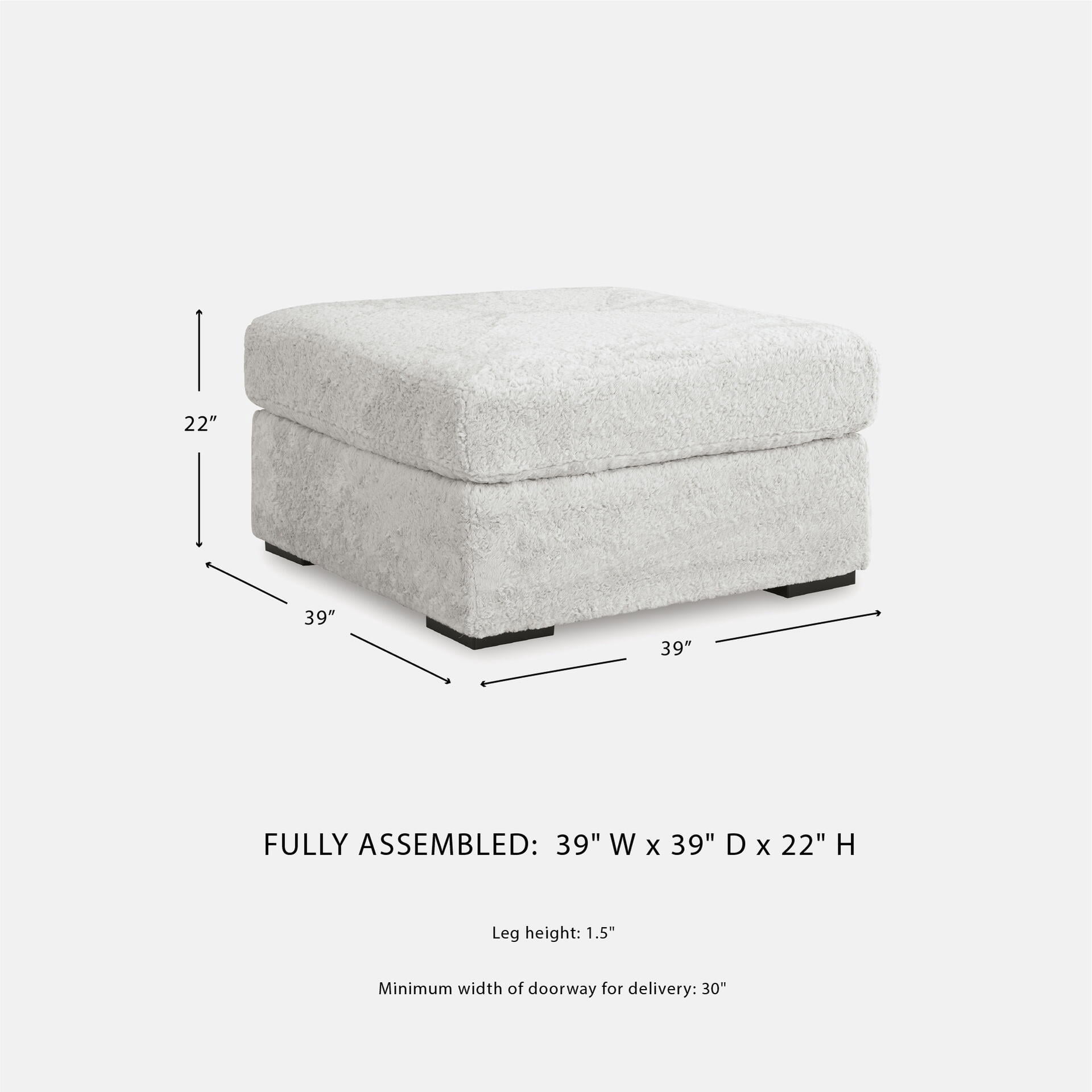 Signature Design by Ashley Cuddlesome Oversized Accent Ottoman, Plush Polyester Upholstery, Arctic White