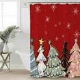 thumbnail image 5 of Christmas Winter Shower Curtain, 66" x 72", Snowflakes Pine Tree Simple Red Waterproof Bathroom Curtain Washable Shower Curtain Set with 12 Hooks, 5 of 6