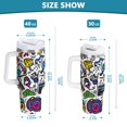 thumbnail image 6 of Yayeee 40oz Stainless Steel Tumbler with Straw and Handle Double-Wall Insulated Travel Water Bottle, White Doodle Pattern, 6 of 8