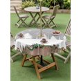 thumbnail image 3 of Outdoor Tablecloth with Umbrella Hole and Zipper, Christmas Grey Round Table Cloth 54 Inch Waterproof Tablecloth, White Xmas Tree Forest Poinsettia Rustic Wooden Picnic Table Cover for Patio Camping, 3 of 7