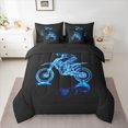 thumbnail image 2 of jejeloiu Blue Dirt Bike 7pcs Bedding Comforter Set,Extreme Sport Queen Bedding Sets For Boys Kids Reversible, 2 of 8