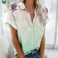 thumbnail image 2 of Pompotops Blouse Décontractée à Col pour Femmes Manches Courtes Imprimé Chemise Ample Boutons Cardigan Liquidation, 2 of 5