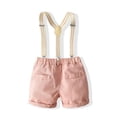 thumbnail image 6 of Bullpiano 1-6T Bowtie Print Shirt Baby Boys Gentleman Suit Shirt+Suspender Shorts Overalls Clothes Set Infant Formal Suits, 6 of 9