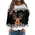 thumbnail image 2 of Women's Christmas Printed Round Neck Sweatshirt, Long Sleeve Casual Pullover Top, Raglan Sleeve Holiday Graphic Fall Winter Clothes,Black,3XL, 2 of 7