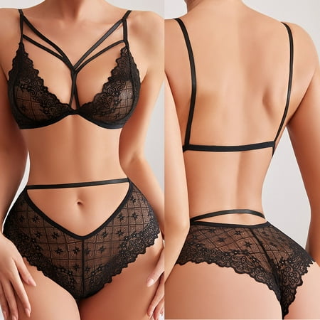 

Honeeladyy Sexy Women Lace Lingerie Solid Temptation Babydoll Underwear Bra Underpants Thong Panties Sleepwear Suit erotic lingerie plus size